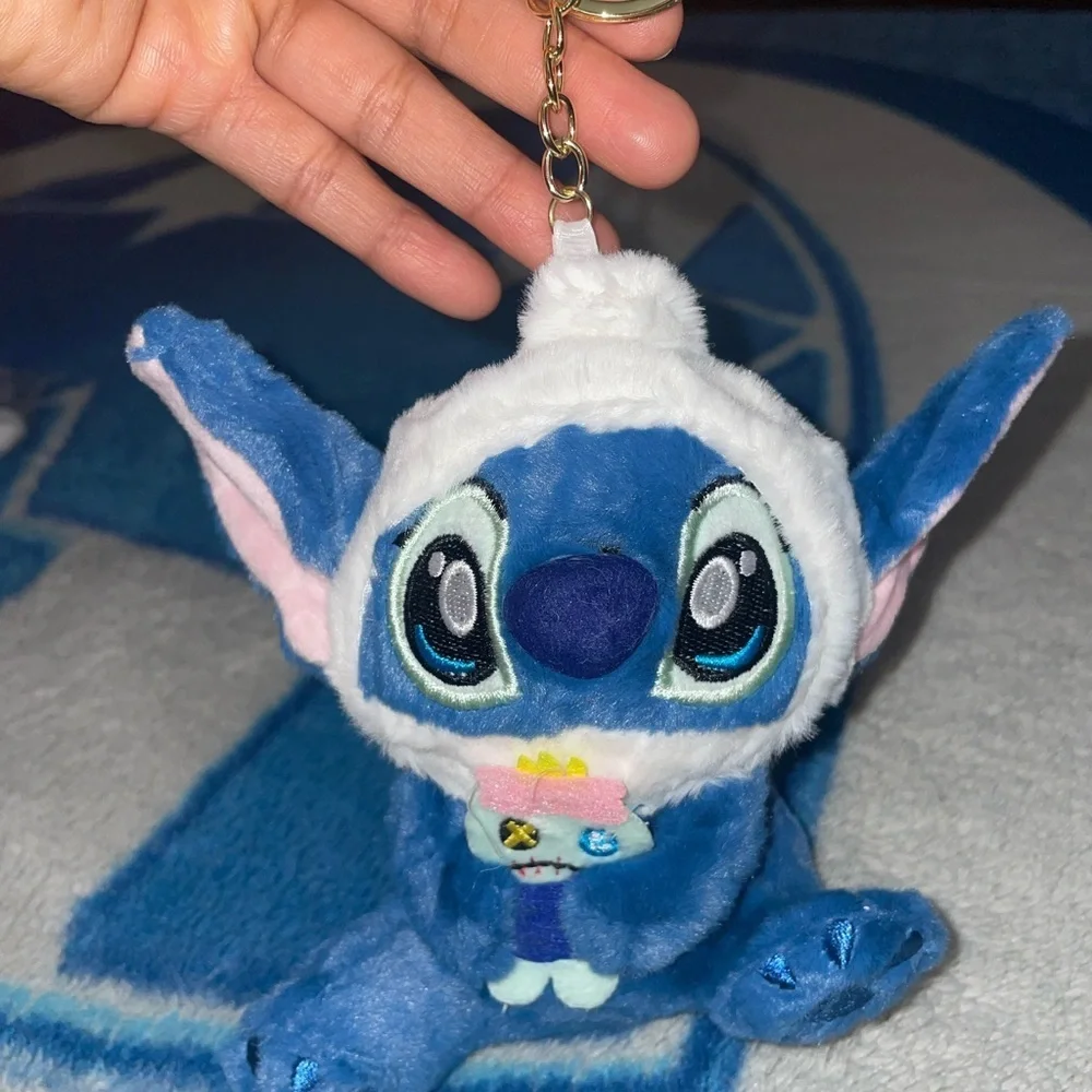 Blue and White Plush Keychain